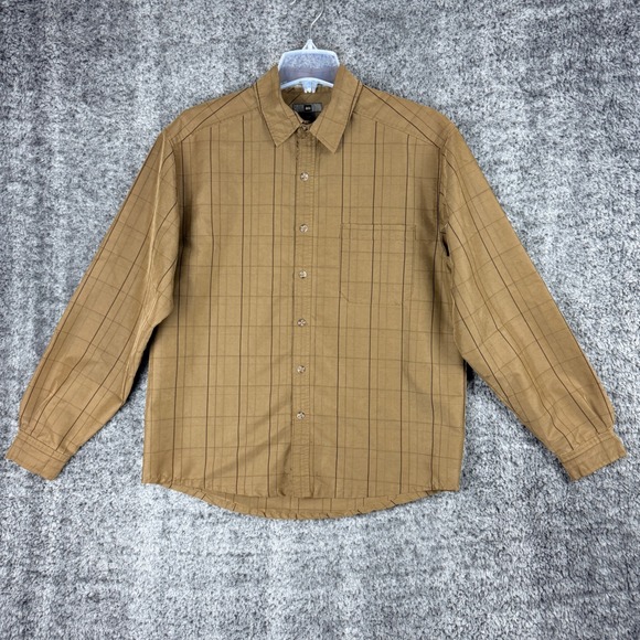 REI Other - REI Mens S Brown Grid Button Down Shirt Long Sleeve Rayon Blend Utility Gorpcore